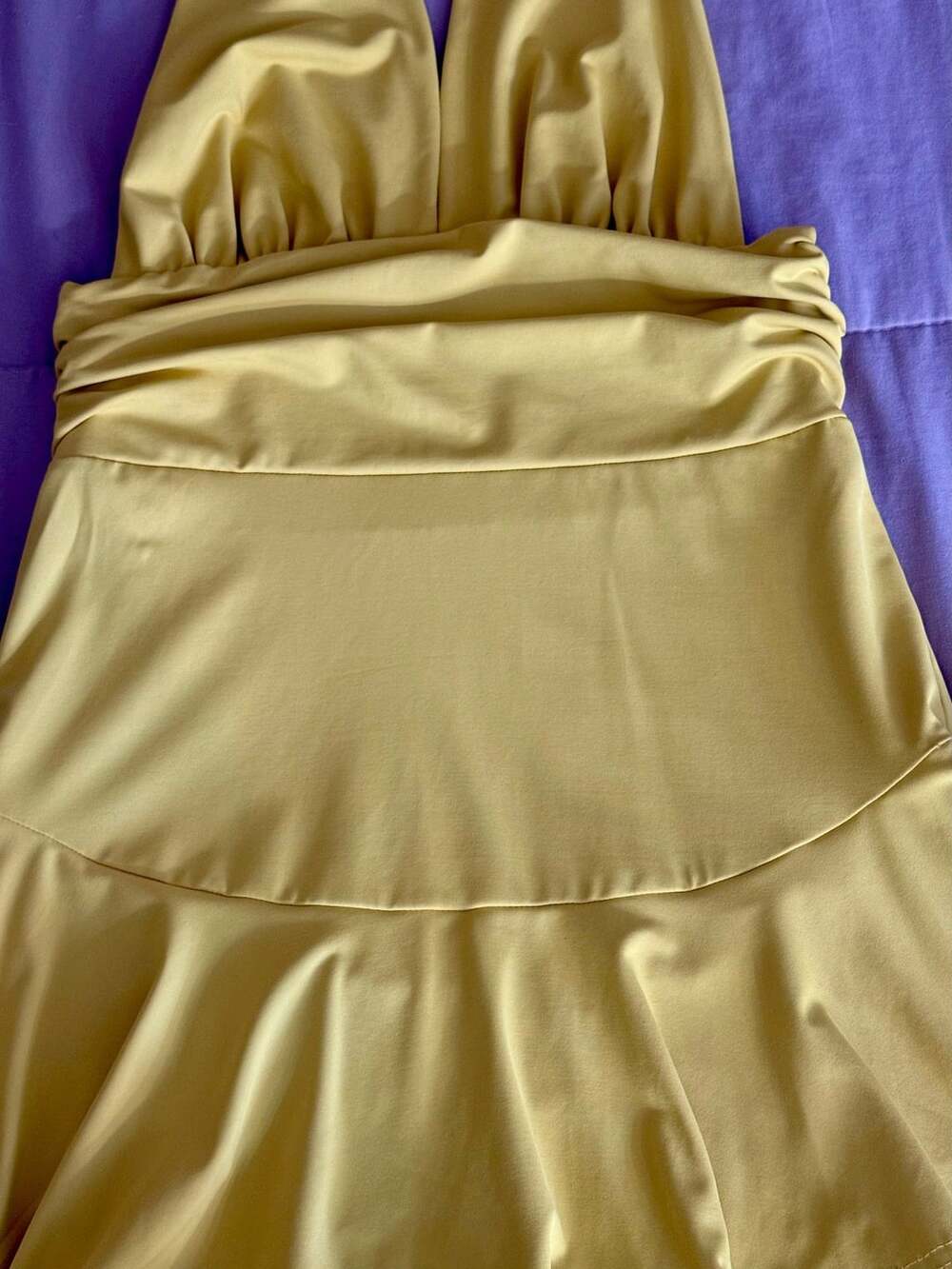 SHEIN Halter Romper Size M Yellow Ruffle V-Neck Backless - Picture 7 of 7